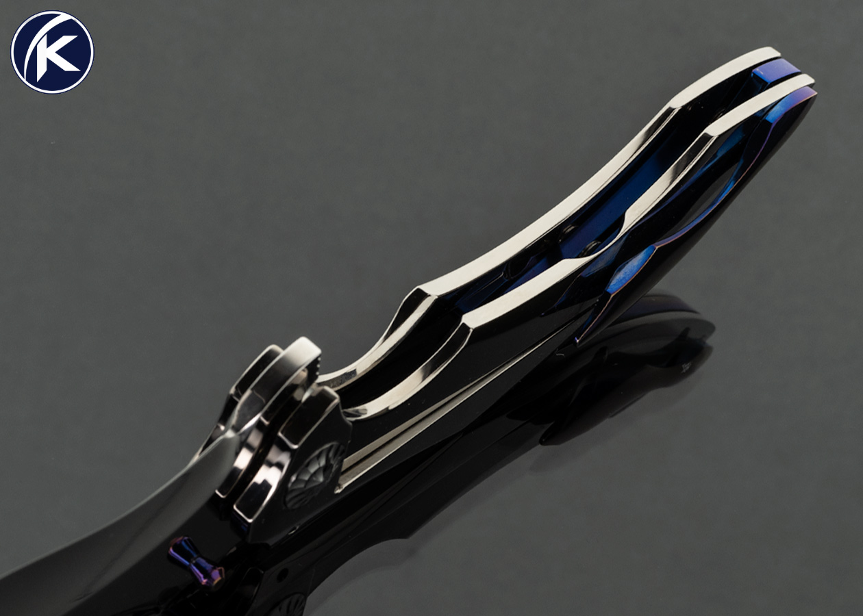 Unknown Maker Custom Knife Full Dress High Mirror Polish with Anodized Titanium Clip Framelock - Image 5