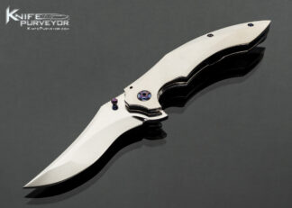 Custom Knife Full Dress High Mirror Polish with Anodized Titanium Clip Framelock 18196