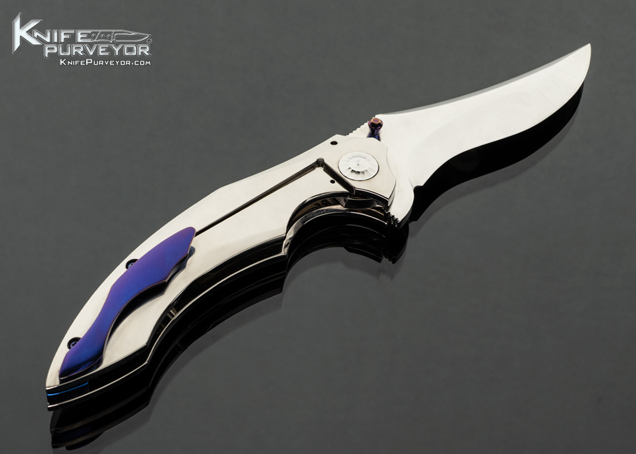 Unknown Maker Custom Knife Full Dress High Mirror Polish with Anodized Titanium Clip Framelock - Image 3