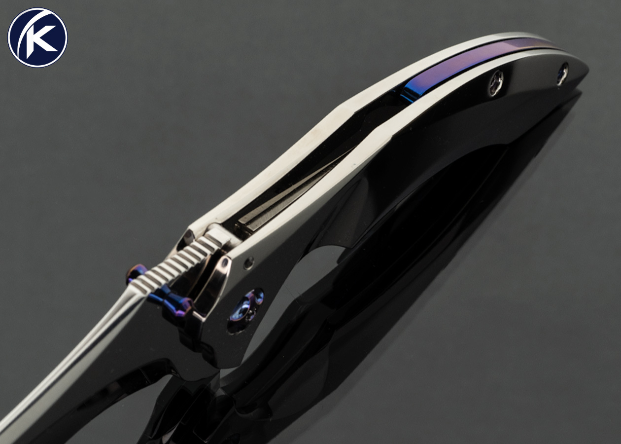 Unknown Maker Custom Knife Full Dress High Mirror Polish with Anodized Titanium Clip Framelock - Image 4
