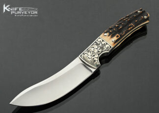 Donald-Hedrick-Custom-Knife-Amber-Stag-Hunter-Engraved-Buffalo-by-J.-Jones-