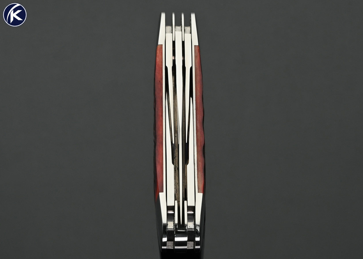Eugene Shadley Custom Knife Red Jigged Bone 5 Blade Sowbelly Slipjoint with Half Stops #628