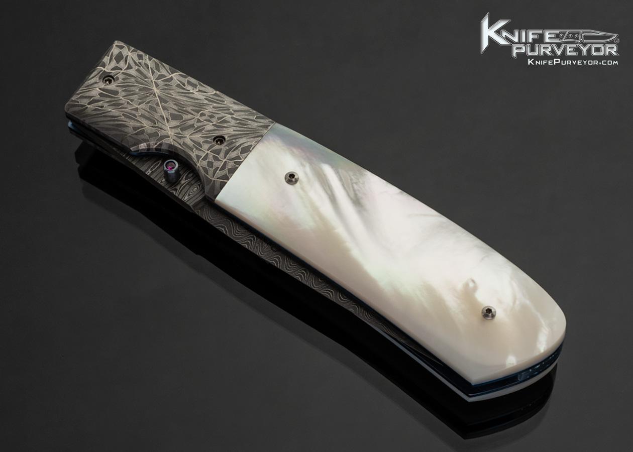 Frank Centofante Custom Knife Robert Eggerling Damascus and Mother of Pearl Linerlock - Image 2