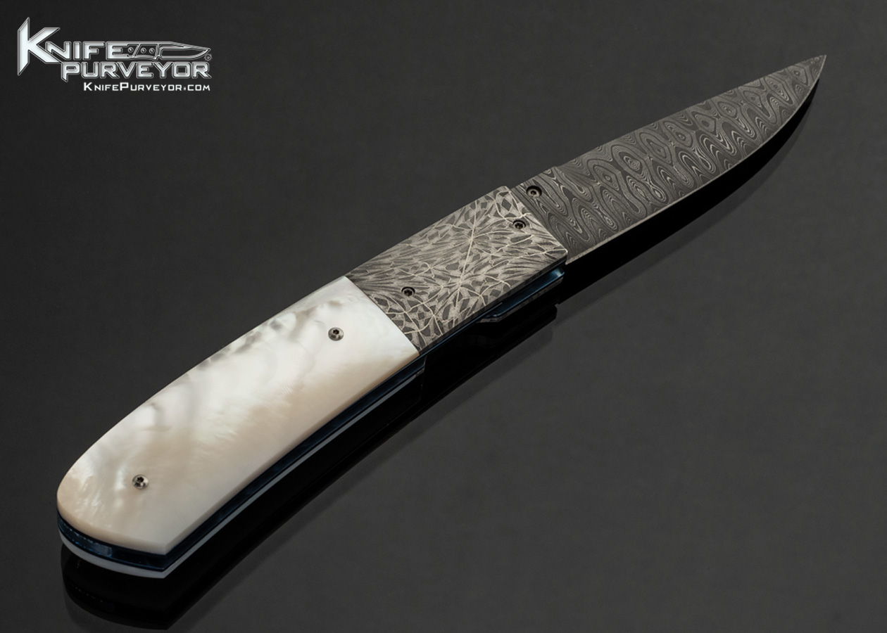 Frank Centofante Custom Knife Robert Eggerling Damascus and Mother of Pearl Linerlock - Image 3