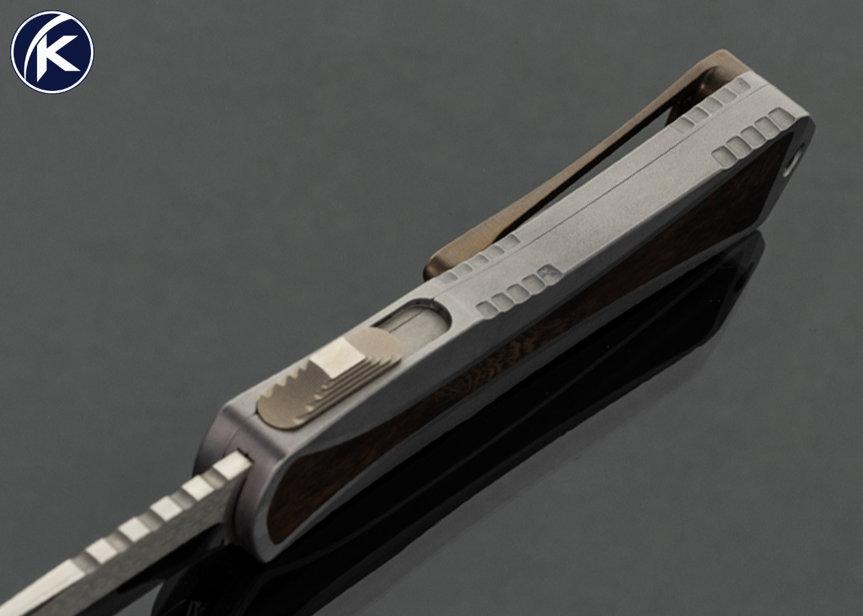 Heretic Knives Custom Knife Manticore S HG Elmax Tanto with Desert Ironwood Interframe OTF Auto #009 - Image 4