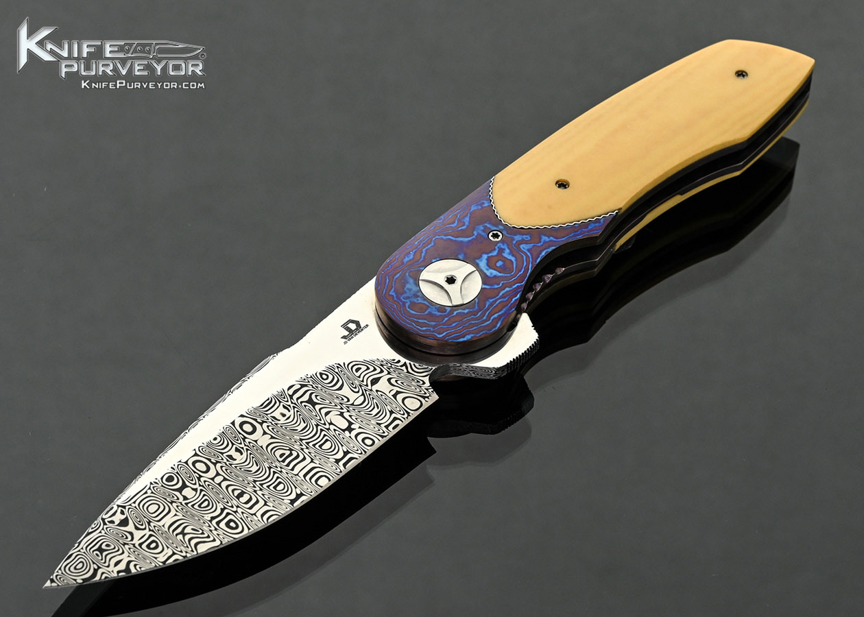 JD-Van-Deventer-Custom-Knife-Full-Dress-Mini-Damasteel-with-Mokuti-Bolsters-and-Westinghouse-Micarta-Linerlock-Flipper-