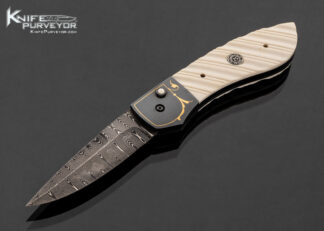 Jim Minnick Custom Knife Joyce Minnick Engraved Automatic with Devin Thomas Damascus and Fluted Mammoth 16935