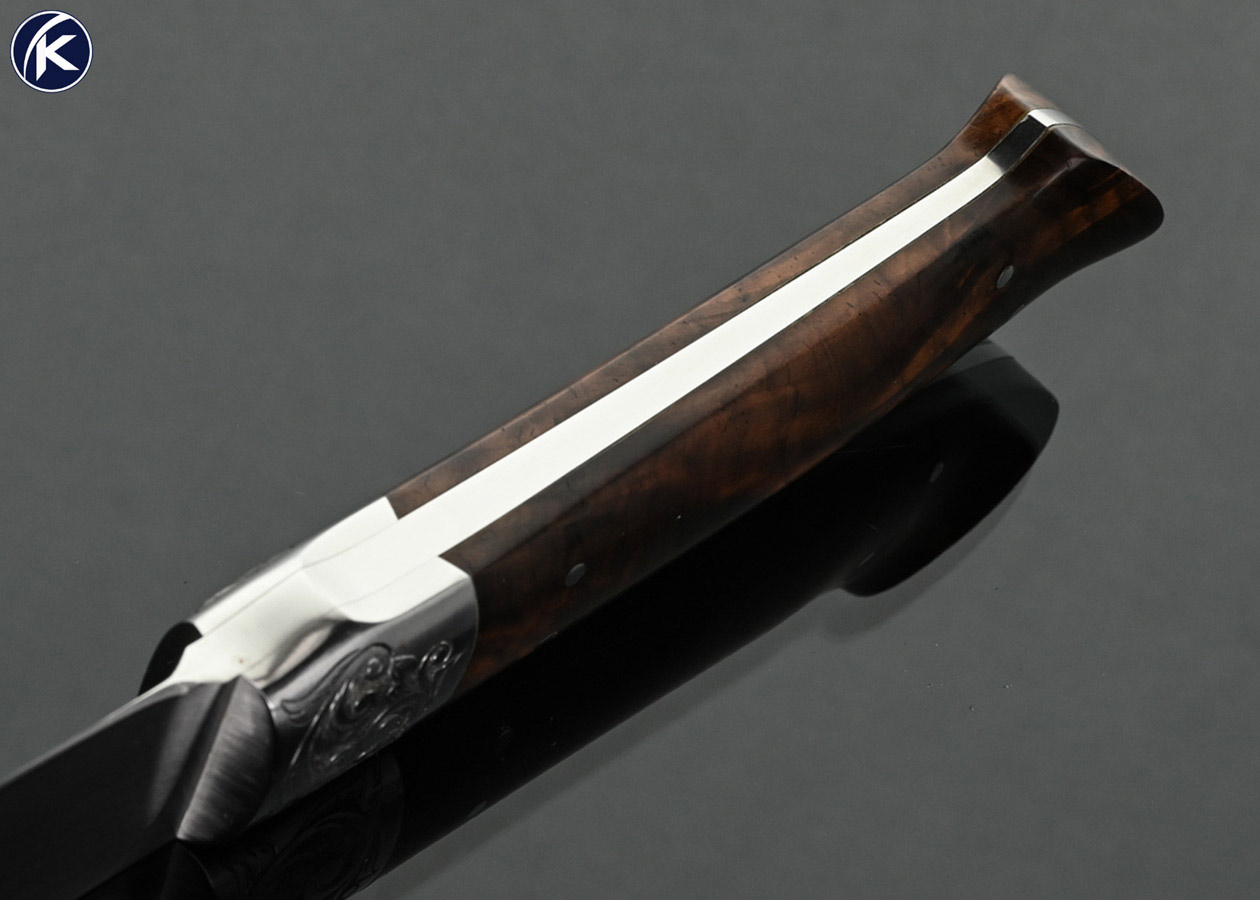 Jim-Sornberger-(Master-Engraver)-Custom-Knife-Wood-Drop-Point-Hunter-Sole-Authorship-Engraved-
