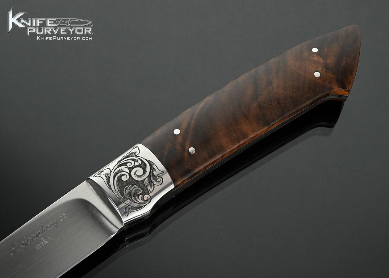Jim-Sornberger-(Master-Engraver)-Custom-Knife-Wood-Drop-Point-Hunter-Sole-Authorship-Engraved-