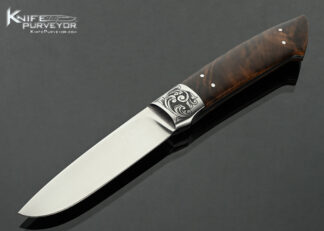 Jim-Sornberger-(Master-Engraver)-Custom-Knife-Wood-Drop-Point-Hunter-Sole-Authorship-Engraved-