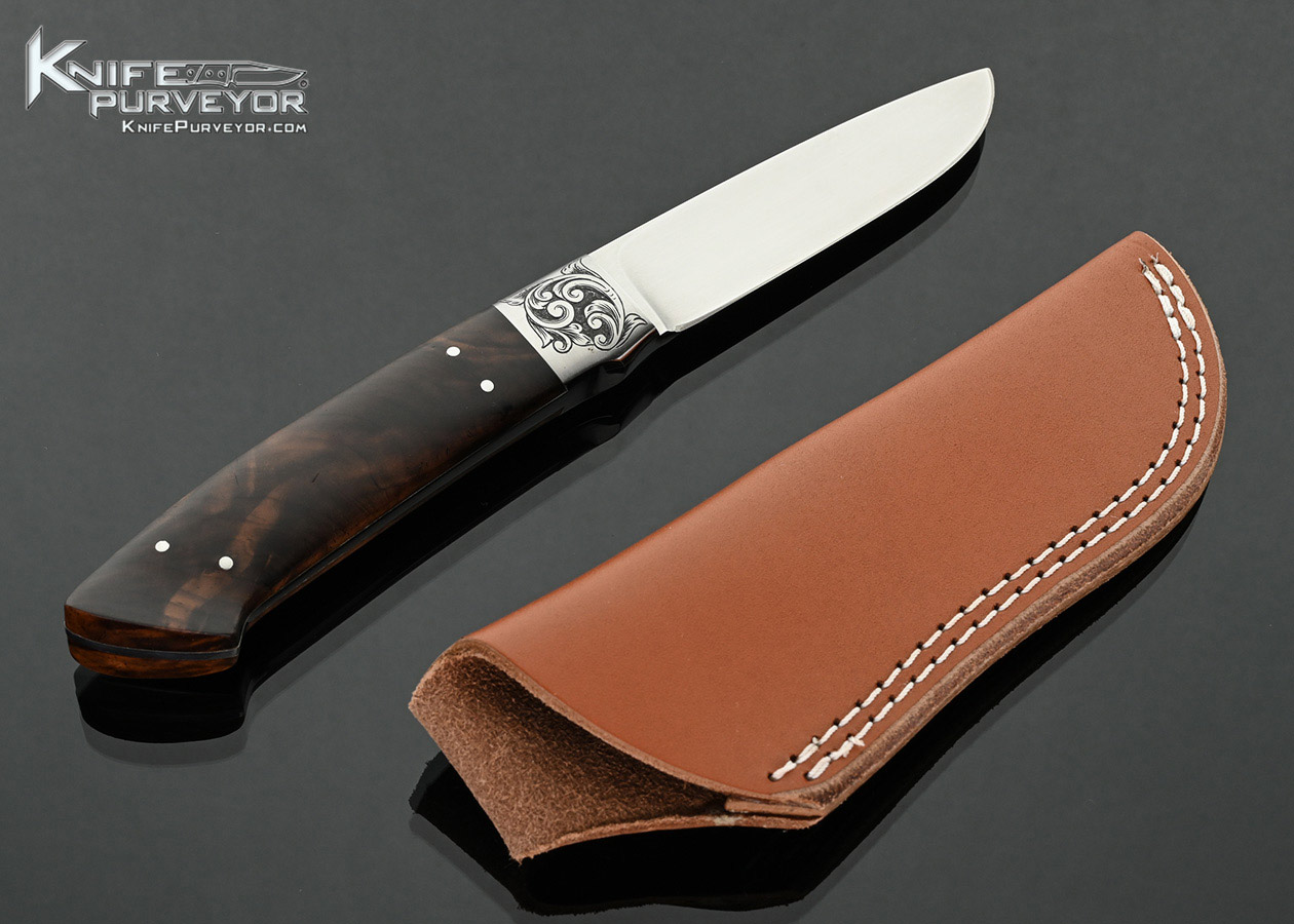 Jim-Sornberger-(Master-Engraver)-Custom-Knife-Wood-Drop-Point-Hunter-Sole-Authorship-Engraved-