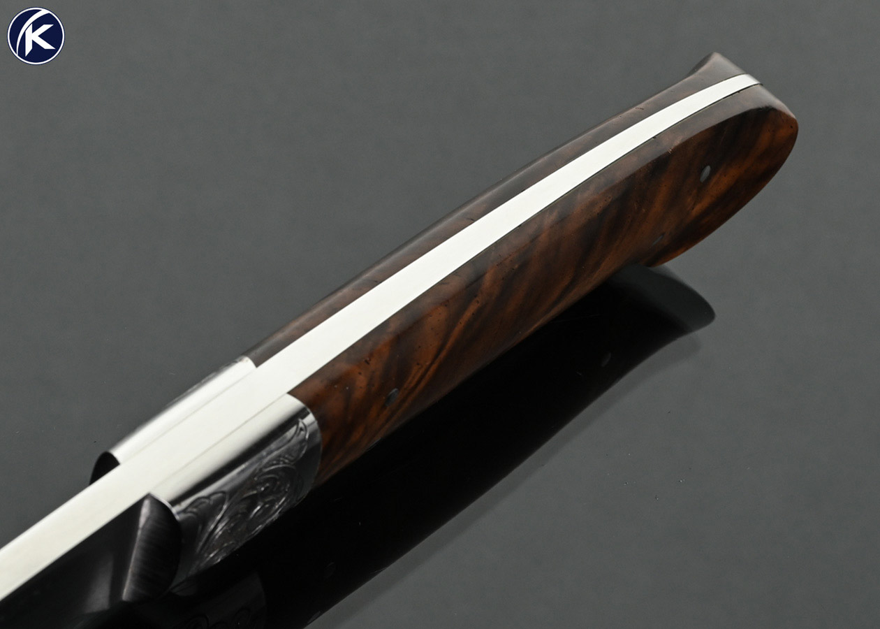 Jim-Sornberger-(Master-Engraver)-Custom-Knife-Wood-Drop-Point-Hunter-Sole-Authorship-Engraved-