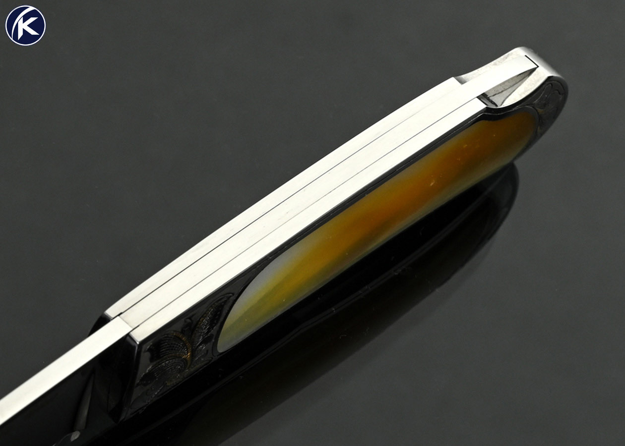 John-LeBlanc-Custom-Knife-Gold-Lip-Pearl-Interframe-Lockback-Engraved-by-Simon-Lytton-with-Gold-Inlays-