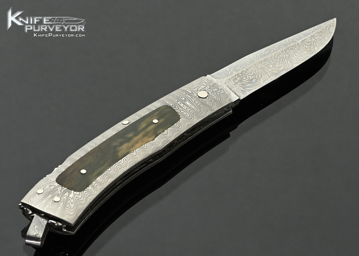 Kay-Embretsen-Custom-Knife-Sole-Authorship-Explosion-Damascus-and-Mammoth-Interframe-Lockback-