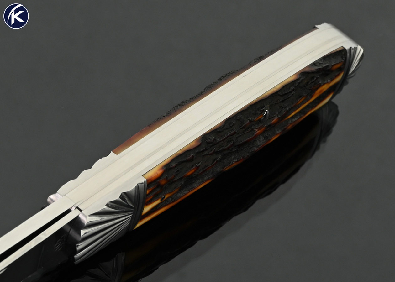 Ken-Steigerwalt-Custom-Knife-2-Bladed-Slipjoint-with-Scalloped-Bolsters-and-Amber-Stag-18216