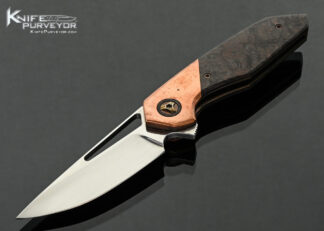 Larevo-Knives-(Jason-Overall)-Custom-Knife-Gryphon-Copper-and-Marble-Carbon-Fiber-Linerlock-Flipper-