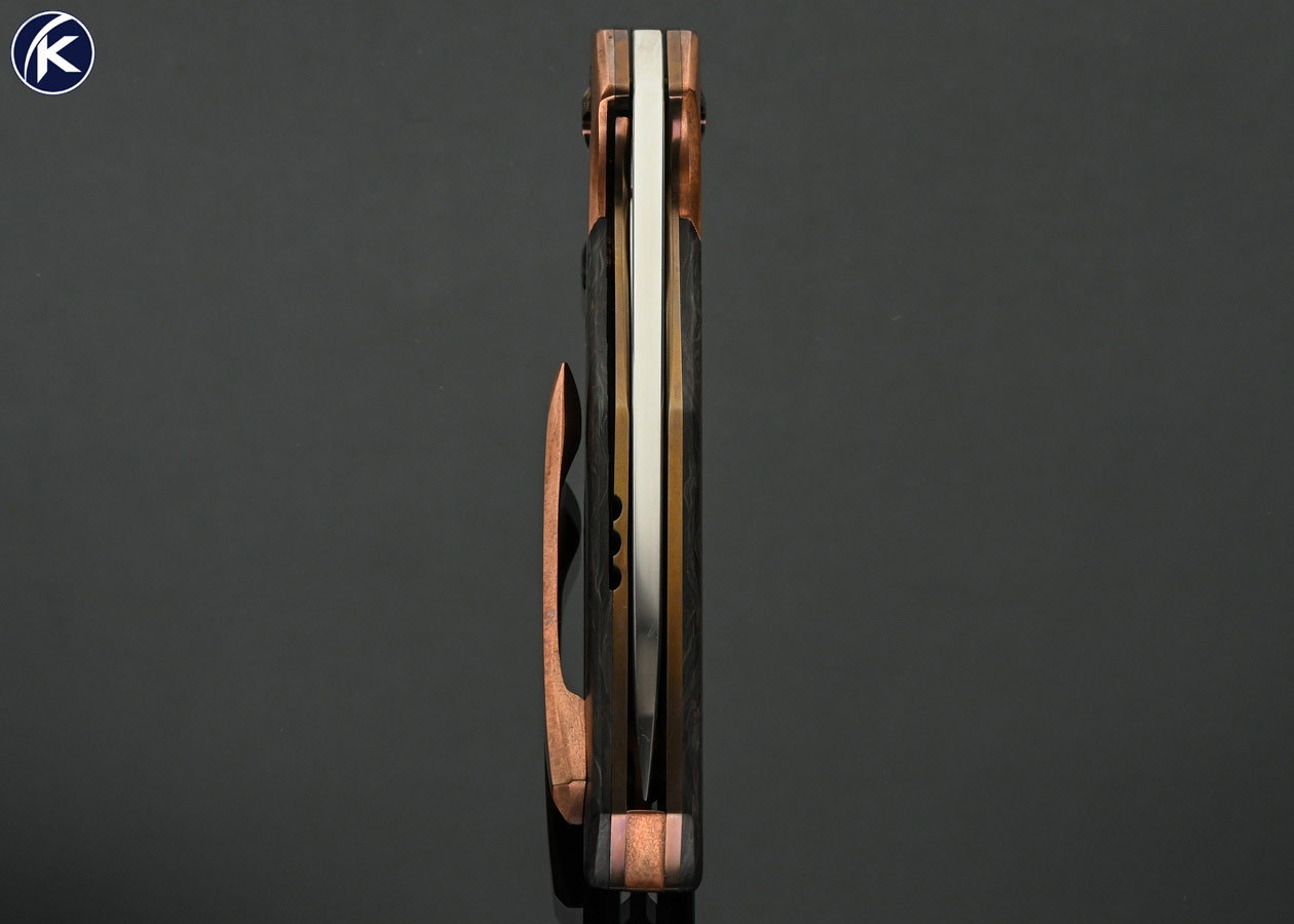 Larevo-Knives-(Jason-Overall)-Custom-Knife-Gryphon-Copper-and-Marble-Carbon-Fiber-Linerlock-Flipper-