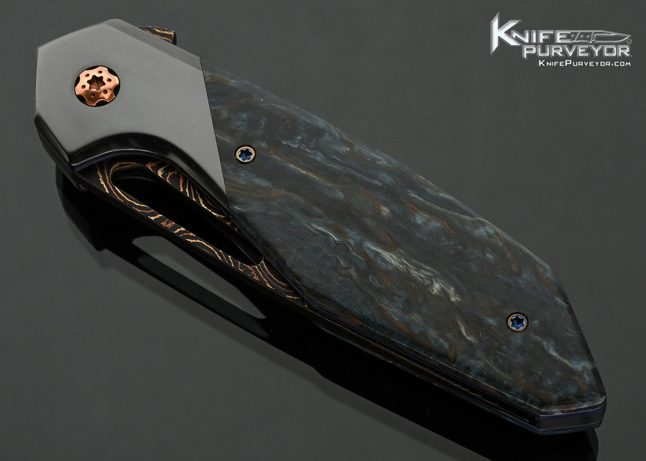 Larevo Knives (Jason Overall) Custom Knife Gryphon Coppermascus with Zirconium Bolsters and Stabilized Birch