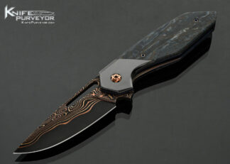 Larevo Knives (Jason Overall) Custom Knife Gryphon Coppermascus with Zirconium Bolsters and Stabilized Birch