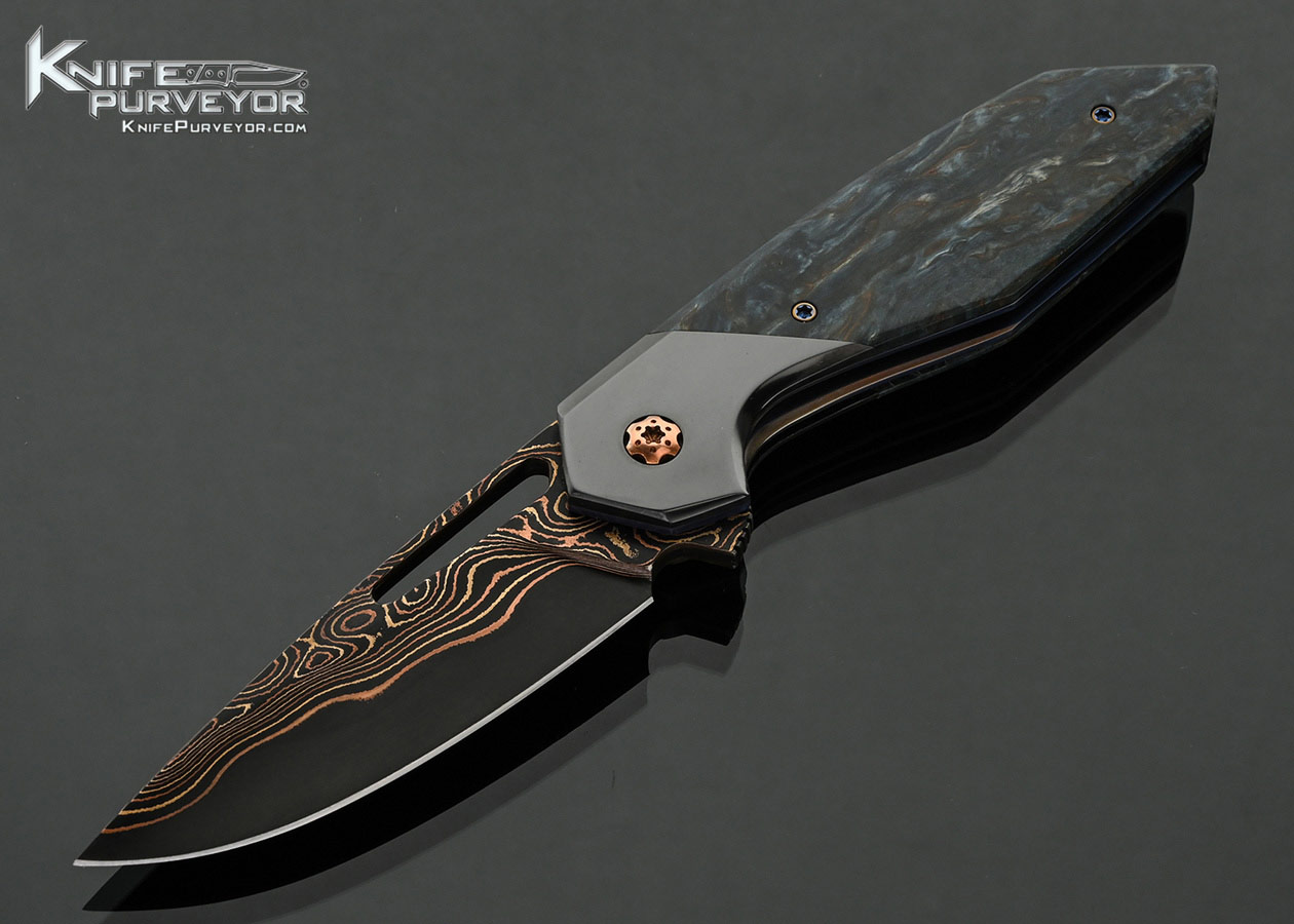 Larevo Knives (Jason Overall) Custom Knife Gryphon Coppermascus with Zirconium Bolsters and Stabilized Birch