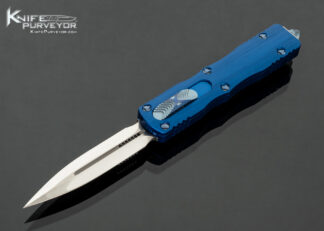 Marfione Custom Knives Dirac Double Edged with Blue Anodized Hefted Aircraft Alloy #022 OTF Automatic 18269