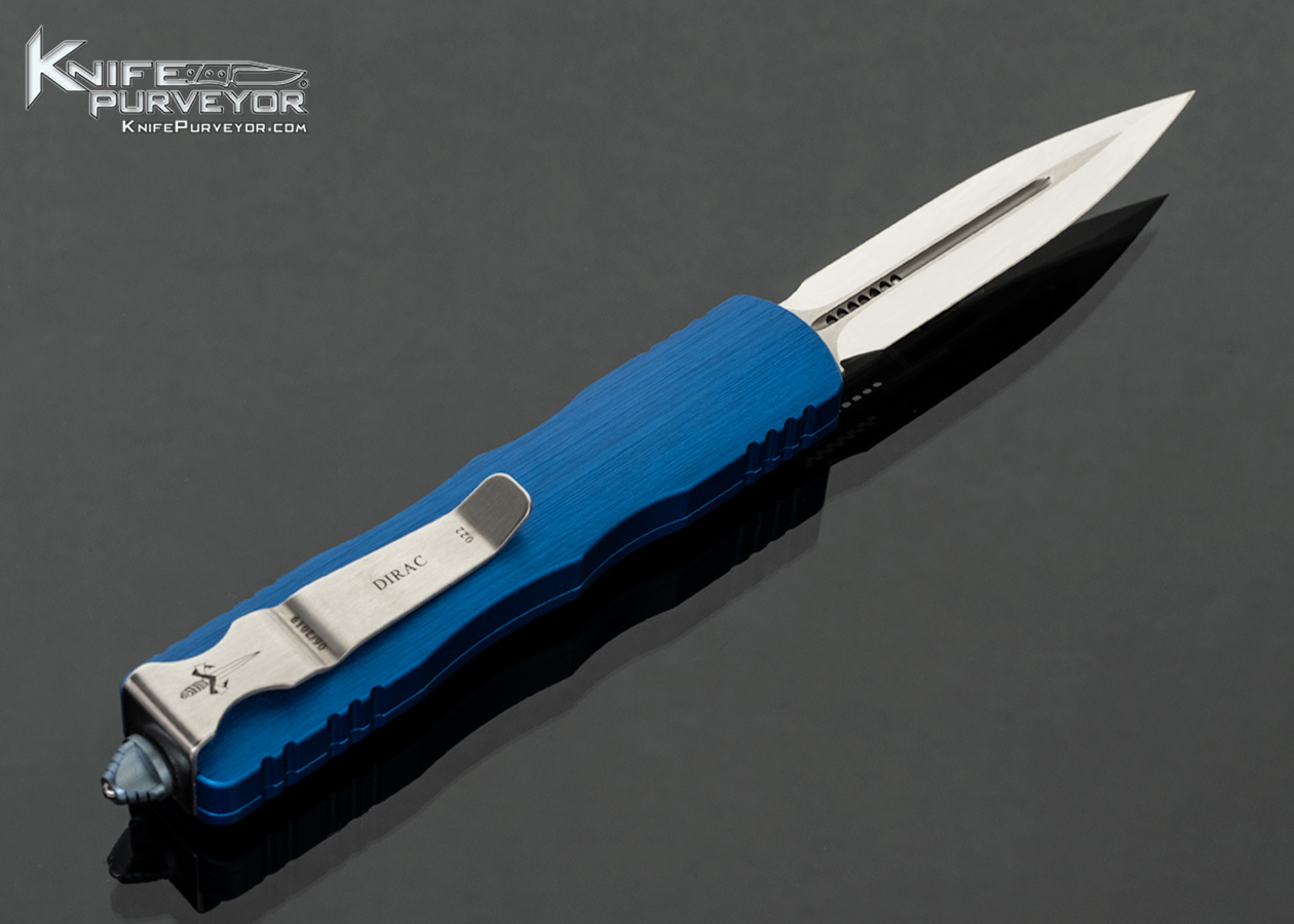 Marfione Custom Knives Dirac Double Edged with Blue Anodized Hefted Aircraft Alloy #022 OTF Automatic - Image 3