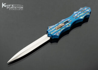 Paul Panak (Burn Knives) Blued Aluminum with Abalone Inlays Vengence OTF 18257