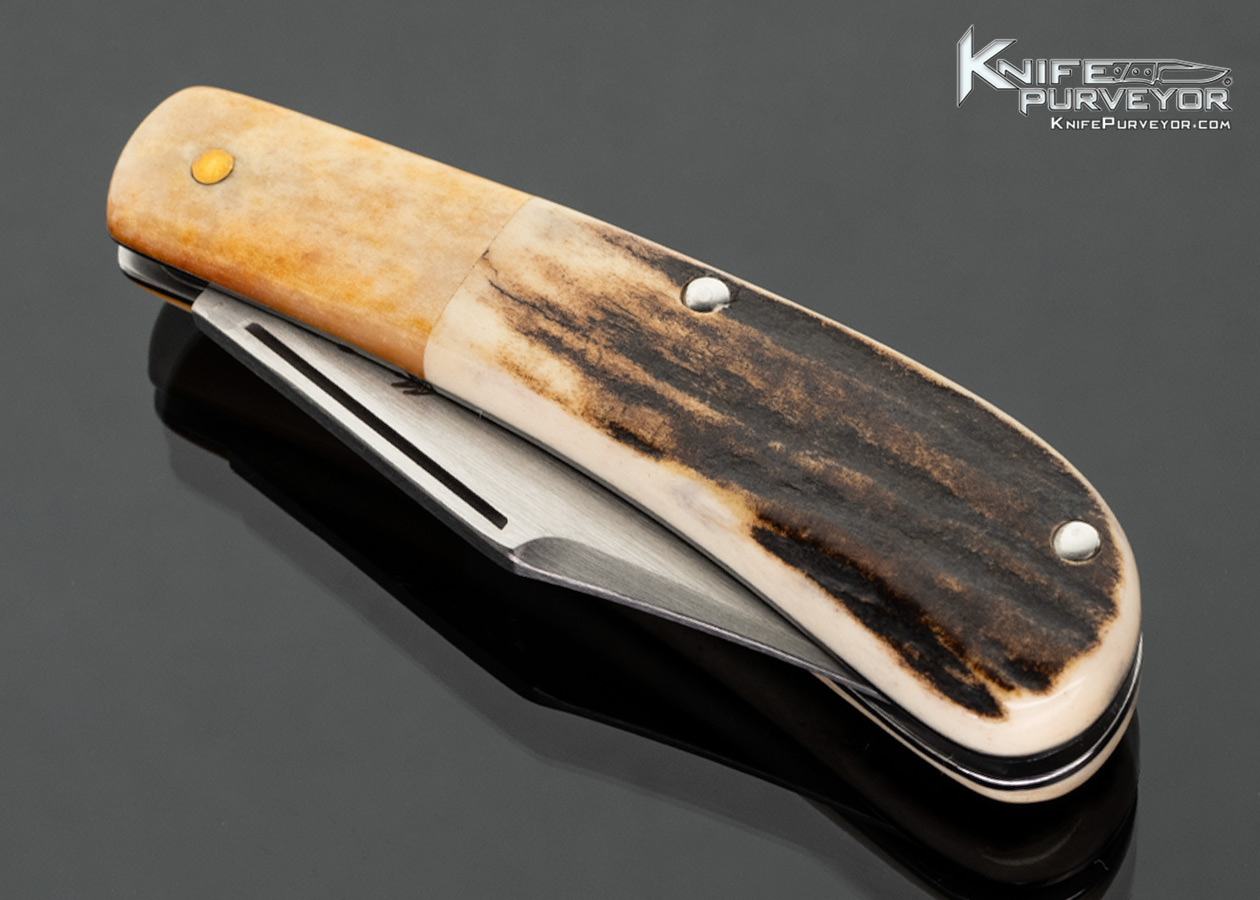 Sao Knives (Max Sao) Custom Knife Small Trapper Bone and Stag Slip Joint with Half Stop - Image 2