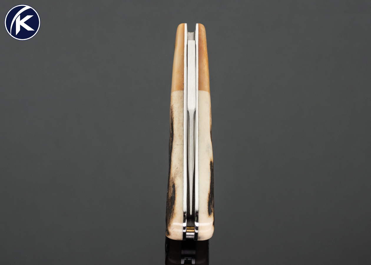 Sao Knives (Max Sao) Custom Knife Small Trapper Bone and Stag Slip Joint with Half Stop - Image 6