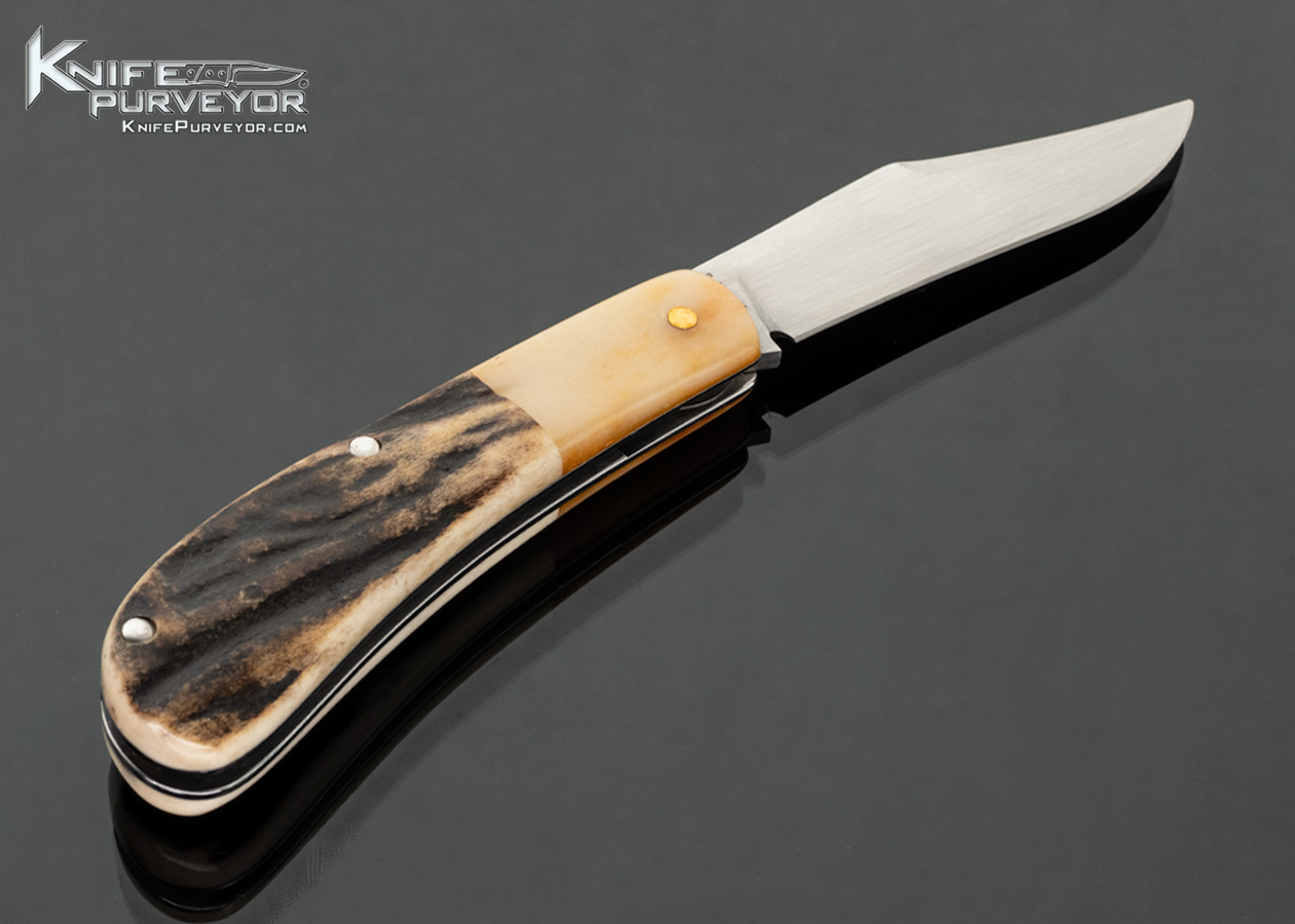 Sao Knives (Max Sao) Custom Knife Small Trapper Bone and Stag Slip Joint with Half Stop - Image 3