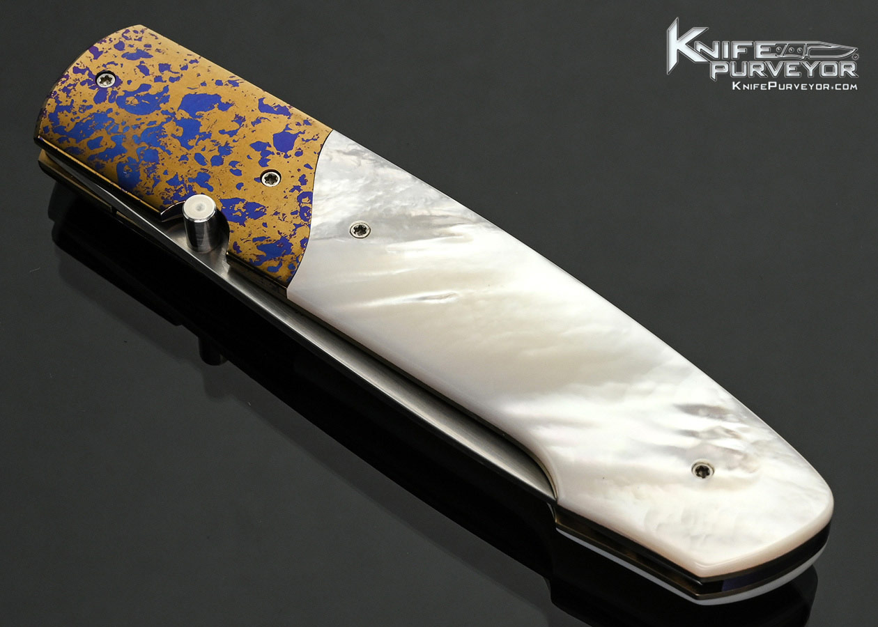 Stan-Fujisaka-Custom-Knife-Anodized-Titanium-Bolsters-with-Mother-of-Pearl-Gents-Linerlock-