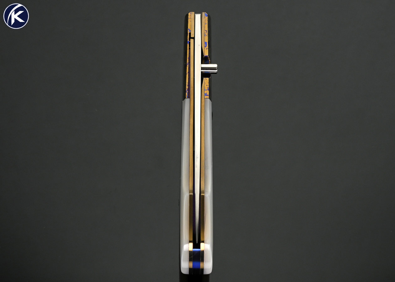 Stan-Fujisaka-Custom-Knife-Anodized-Titanium-Bolsters-with-Mother-of-Pearl-Gents-Linerlock-