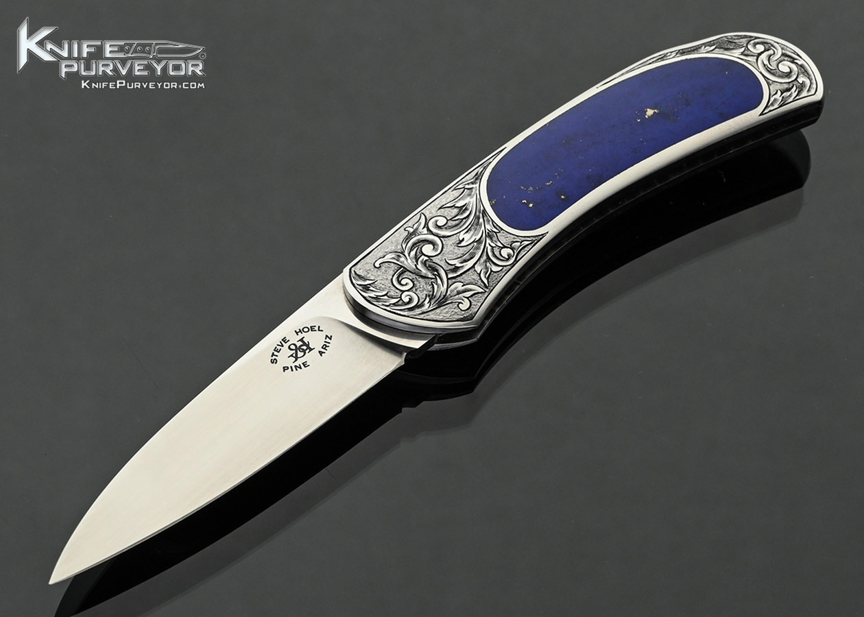 Steve Hoel Custom Knife Lapis Lazuli Interframe Lockback Engraved by Jim R. Sornberger in 2002 18164