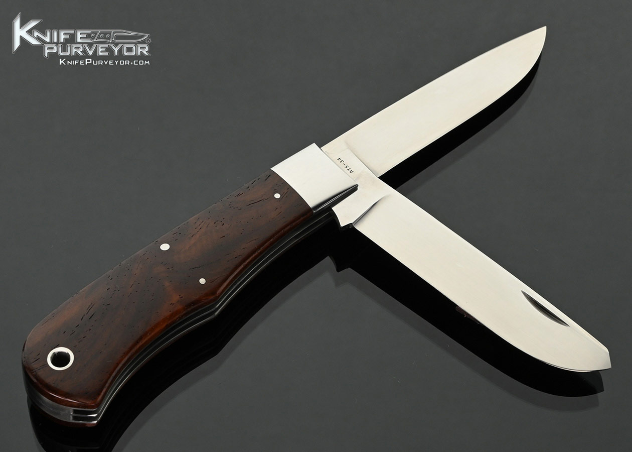Terry Davis Custom Knife Bullet Trapper with Desert Ironwood 2 Blade Slip Joint with Half Stop
