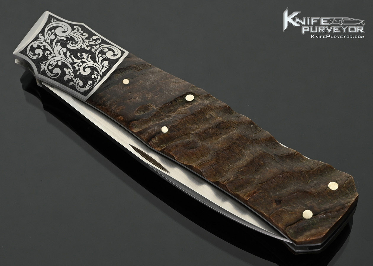 W.D. Pease Custom Knife Ram’s Horn Lockback Engraved by DEW