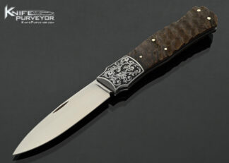 W.D. Pease Custom Knife Ram’s Horn Lockback Engraved by DEW