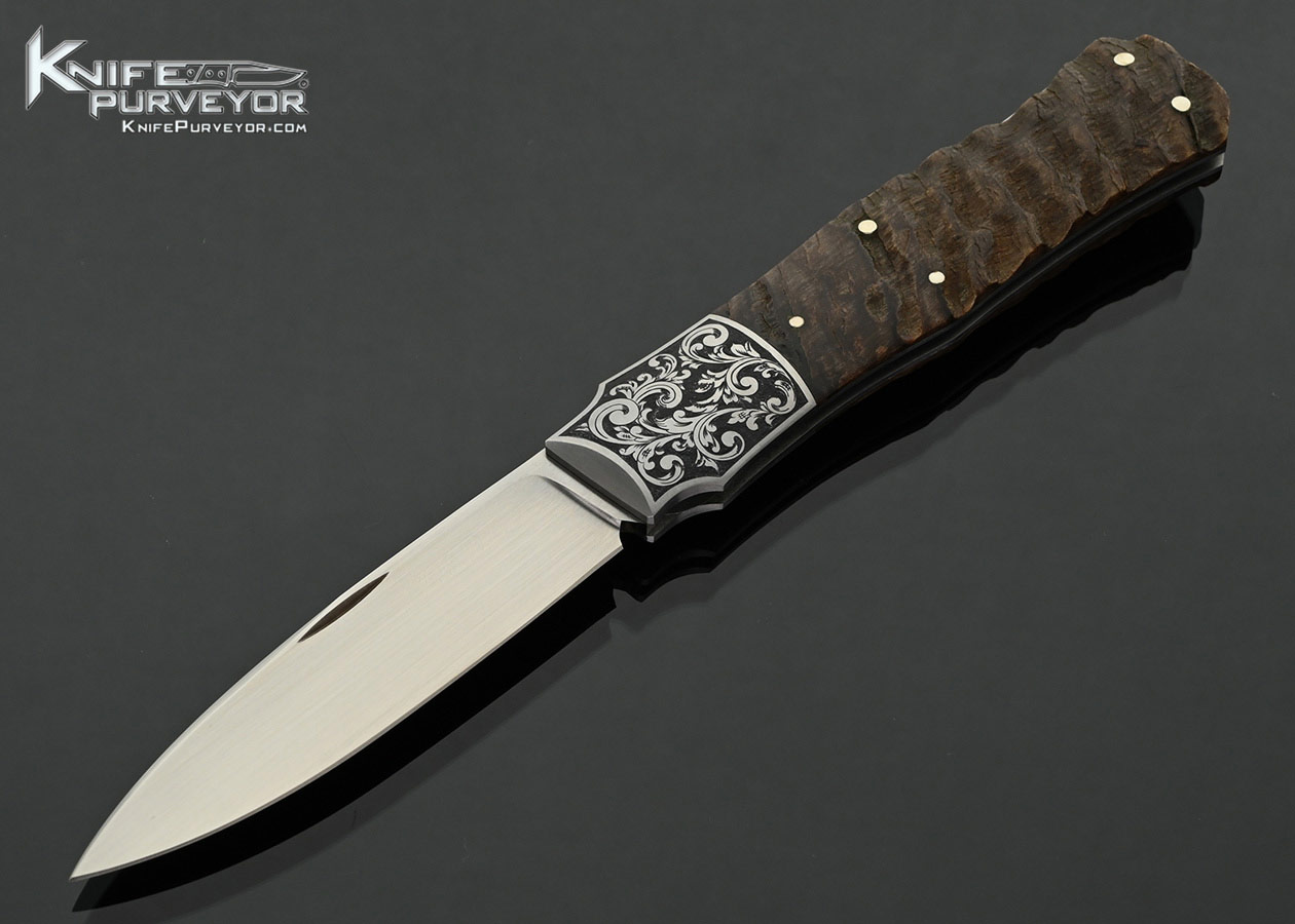 W.D. Pease Custom Knife Ram’s Horn Lockback Engraved by DEW
