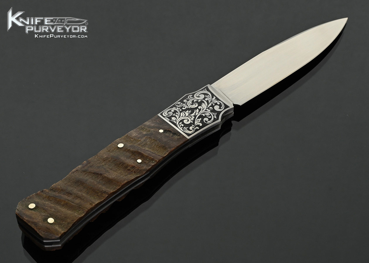 W.D. Pease Custom Knife Ram’s Horn Lockback Engraved by DEW