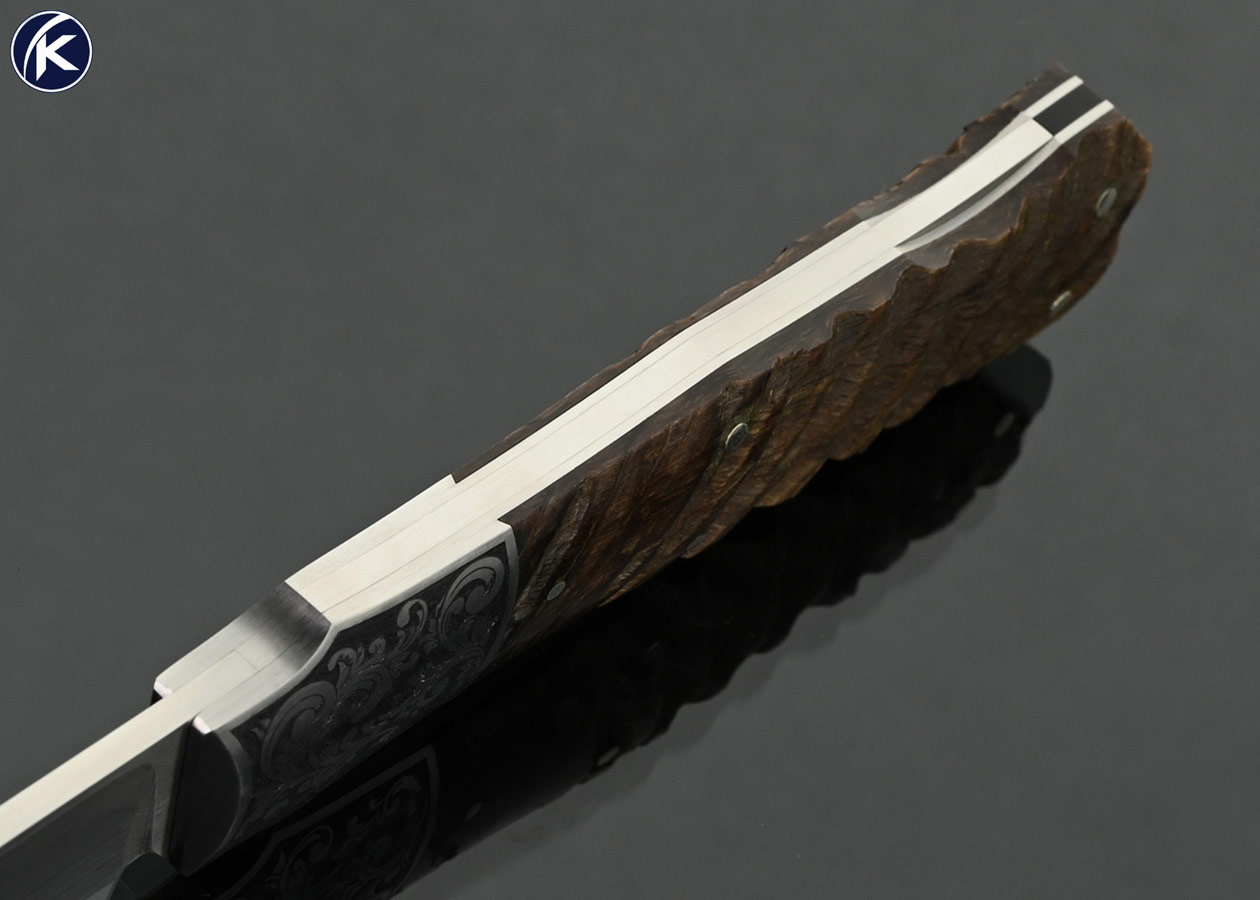 W.D. Pease Custom Knife Ram’s Horn Lockback Engraved by DEW