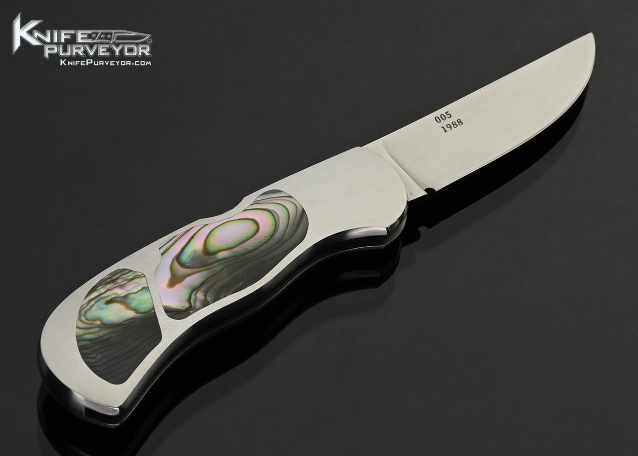 Warren Osborne Custom Knife Abalone Double Interframe Midlock Folder #005 1988