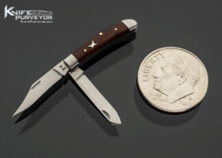 Yvon Vachon Custom Knife Miniature Ironwood and Escutcheon 2 Bladed Slip Joint with Half Stop 18201