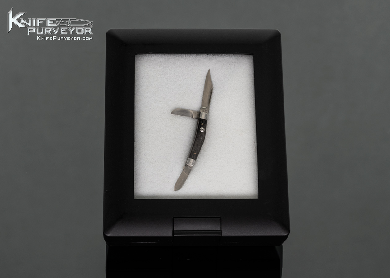Yvon Vachon Custom Knife Miniature Jigged Bone 3 Bladed Slip Joint with Half Stop 18200