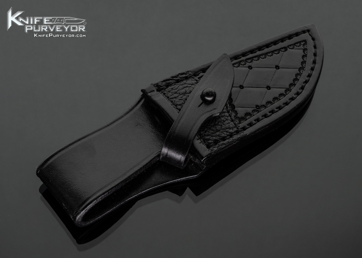 Buster Warenski Custom Knife Mammoth Hunter Engraved by Julie Warenski with Paul Long Hand Tooled Sheath