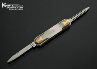 C. Gray Taylor Custom Knife Green Seasnail Shell 2 Blade Slipjoint Engraved by Tim George 18303