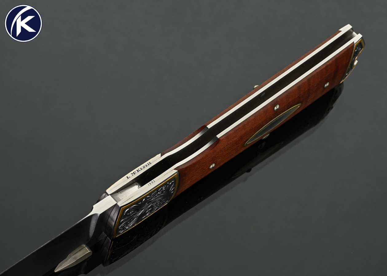 Durvyn Howard Custom Knife Pink Ivory Lockback with 24Kt Gold Inlays Engraved by Lynton McKenzie - Image 5