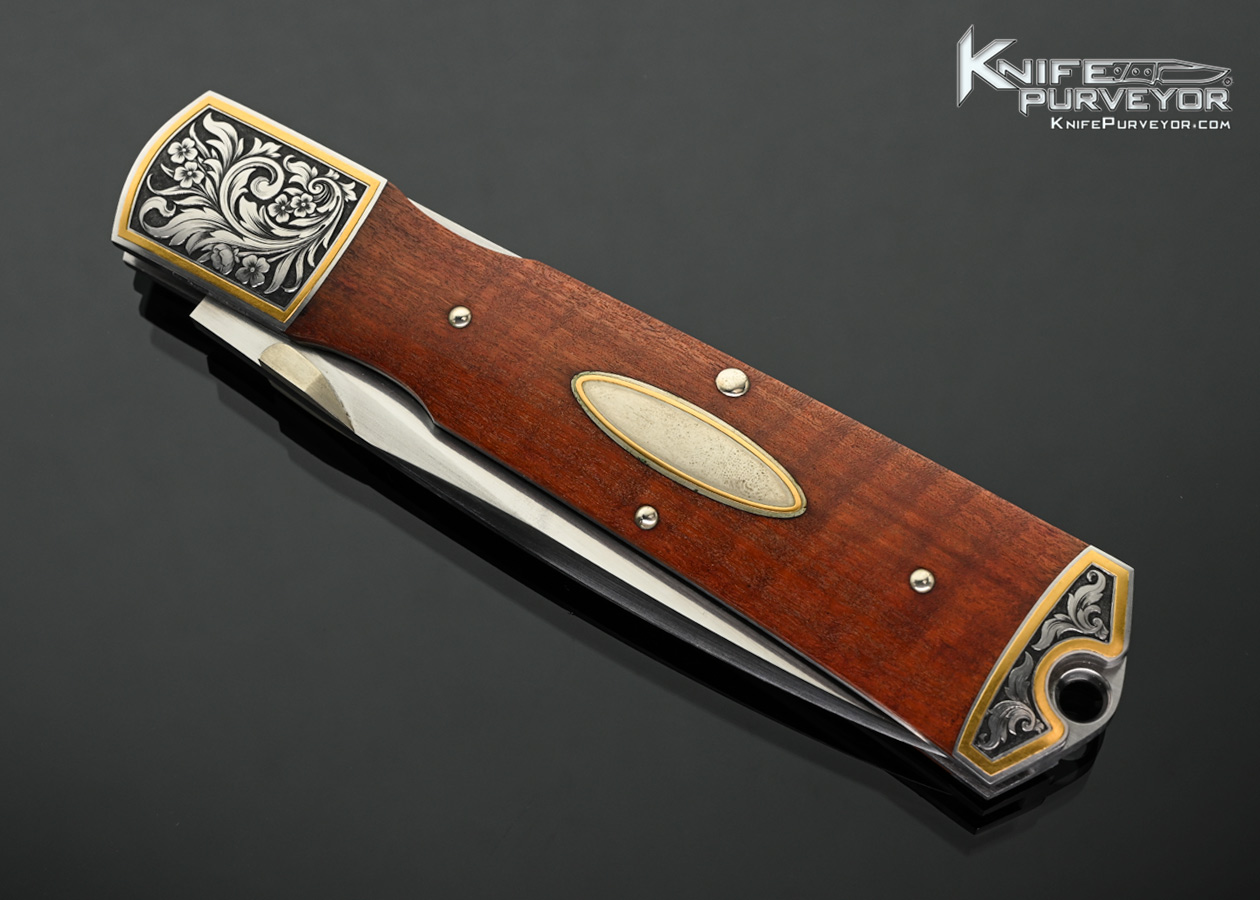 Durvyn Howard Custom Knife Pink Ivory Lockback with 24Kt Gold Inlays Engraved by Lynton McKenzie - Image 2