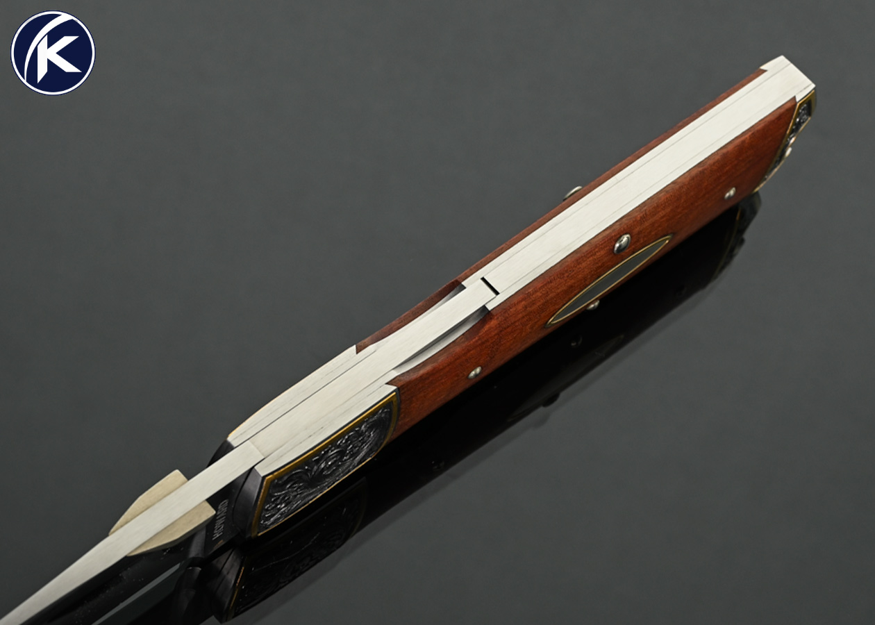 Durvyn Howard Custom Knife Pink Ivory Lockback with 24Kt Gold Inlays Engraved by Lynton McKenzie - Image 4