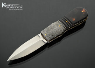Fabrizio Silvestrelli Custom Knife Fluted Amber and Damascus Rear Lock Dagger 18331