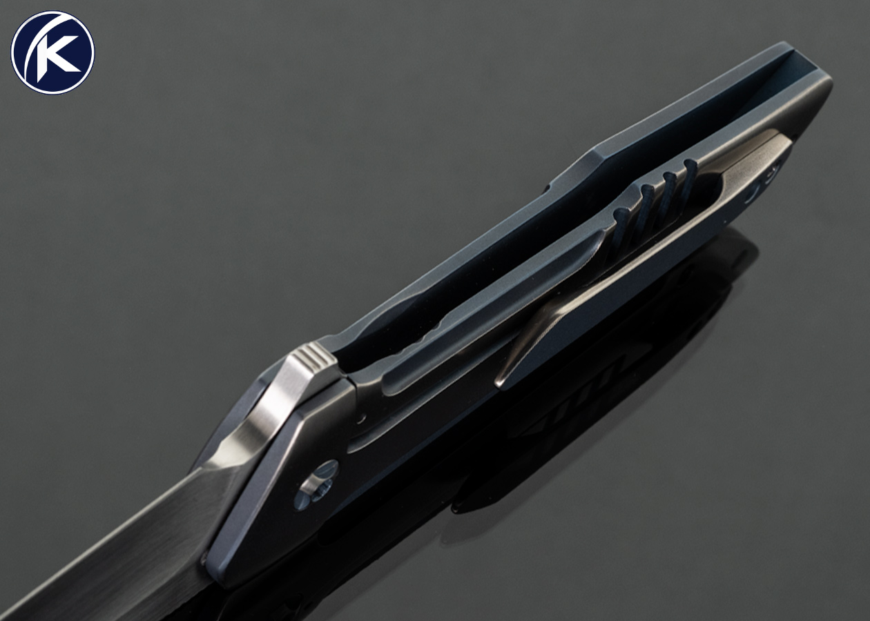 John Barker Custom Knife Hachidori Anodized Titanium Framelock Flipper - Image 5