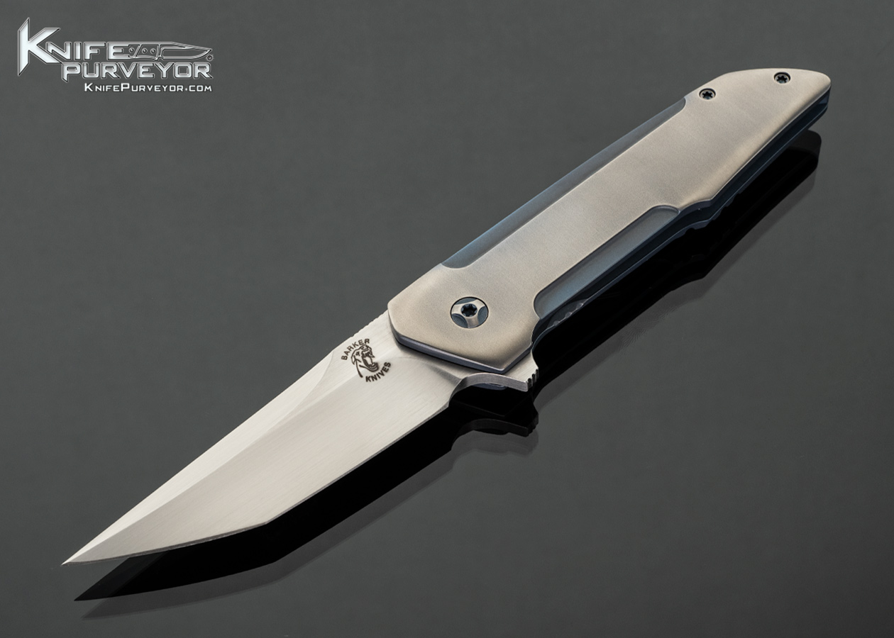 John Barker Custom Knife Hachidori Anodized Titanium Framelock Flipper 18176